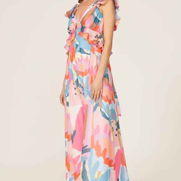 Anthropologie Hutch Rumi Colorful Floral Spring Brunch Maxi Dress Wedding M - Picture 2 of 8